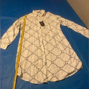 Gucci Ivory Shirt dress with black G Pattern